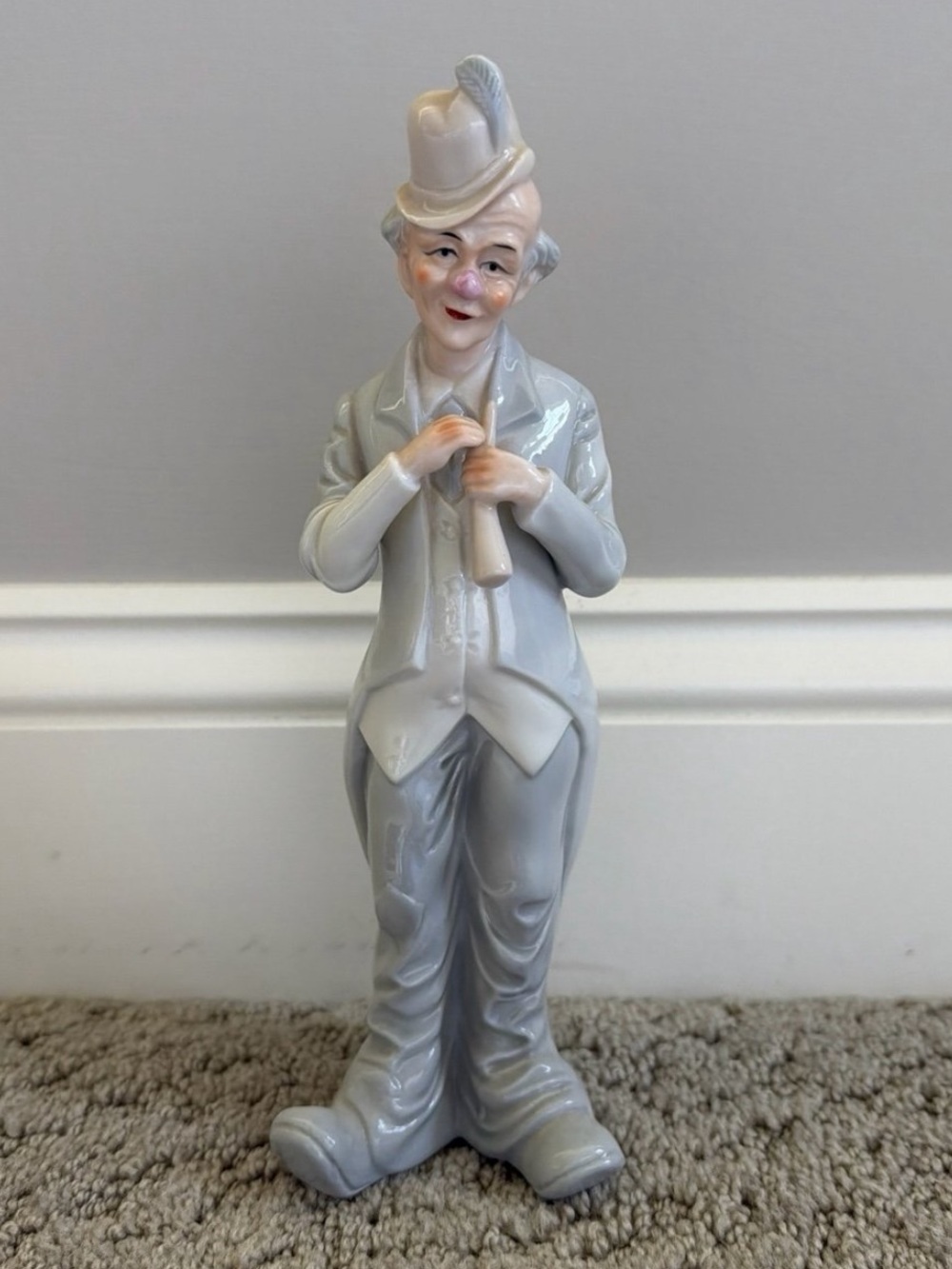 Vintage KMP Porcelain Figurine Clown Playing the Horn Musical Trio